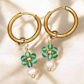 Gouden Grace Parel & Agaat Creolen