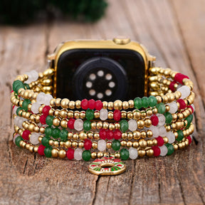 Stretch-Armband Apple Watch „Golden Holly Cheer“