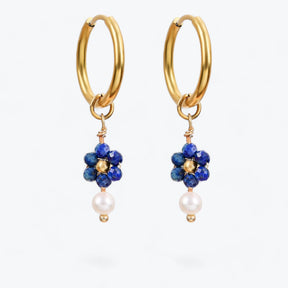 Boucles d'oreilles créoles en perles et agates Golden Grace