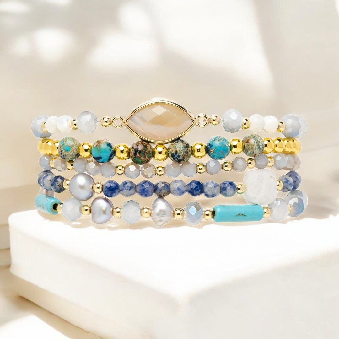 Bracelet Apple Watch extensible en cachemire turquoise