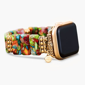 Bracelet Apple Watch extensible à fleurs chic