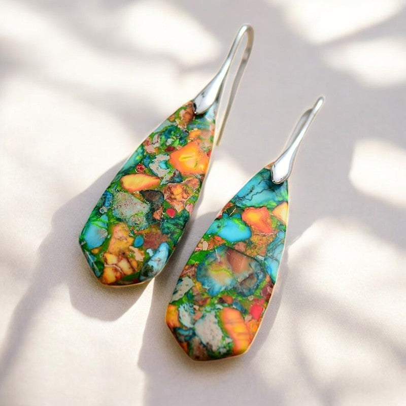 Boucles d'oreilles en jaspe corail