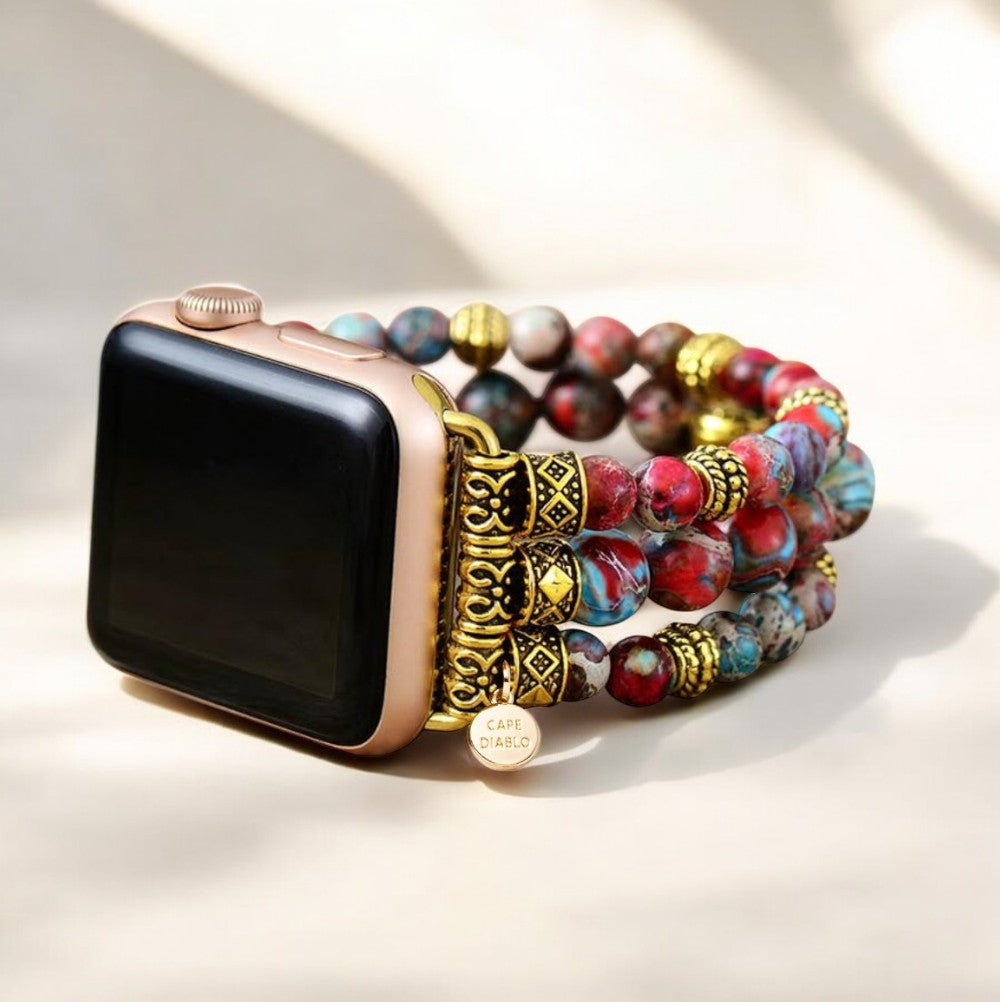 Bracelet extensible en jaspe cramoisi pour Apple Watch