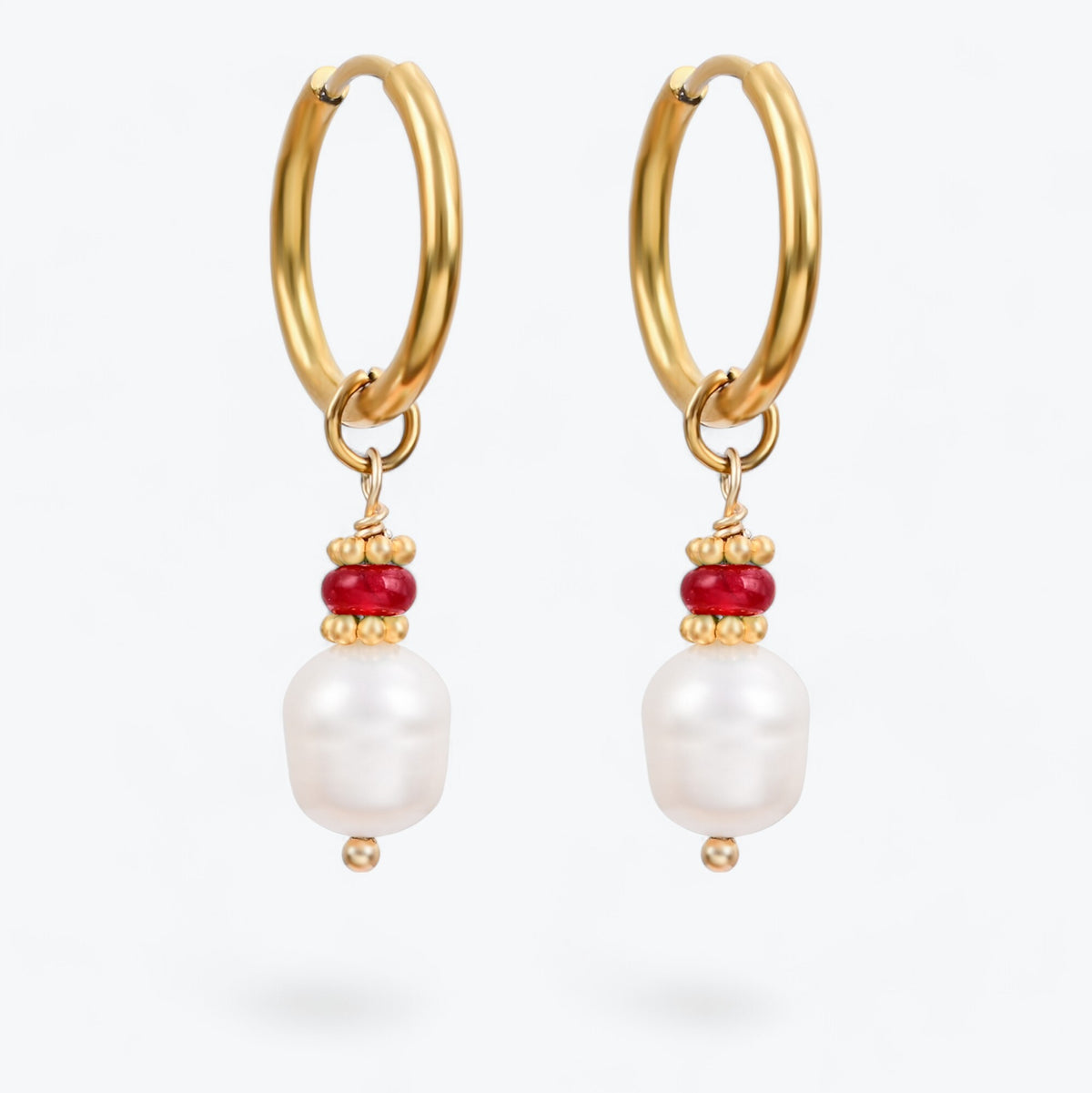 Boucles d'oreilles créoles en perles et agates Golden Grace