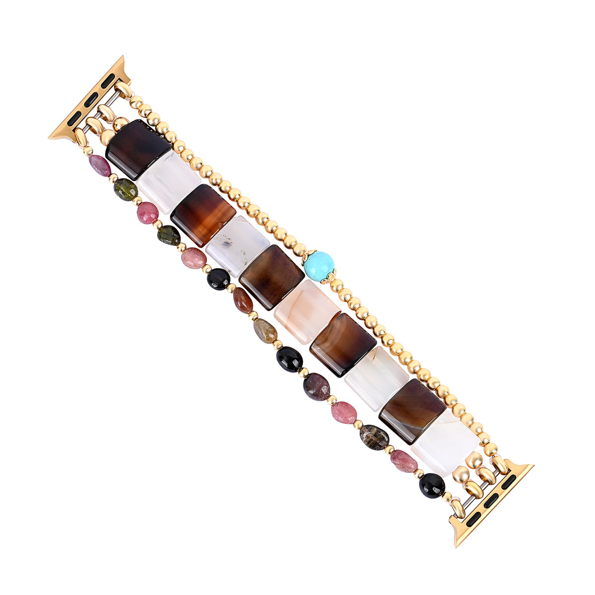 Middernacht Bloom Toermalijn Rekbare Apple Watch Band
