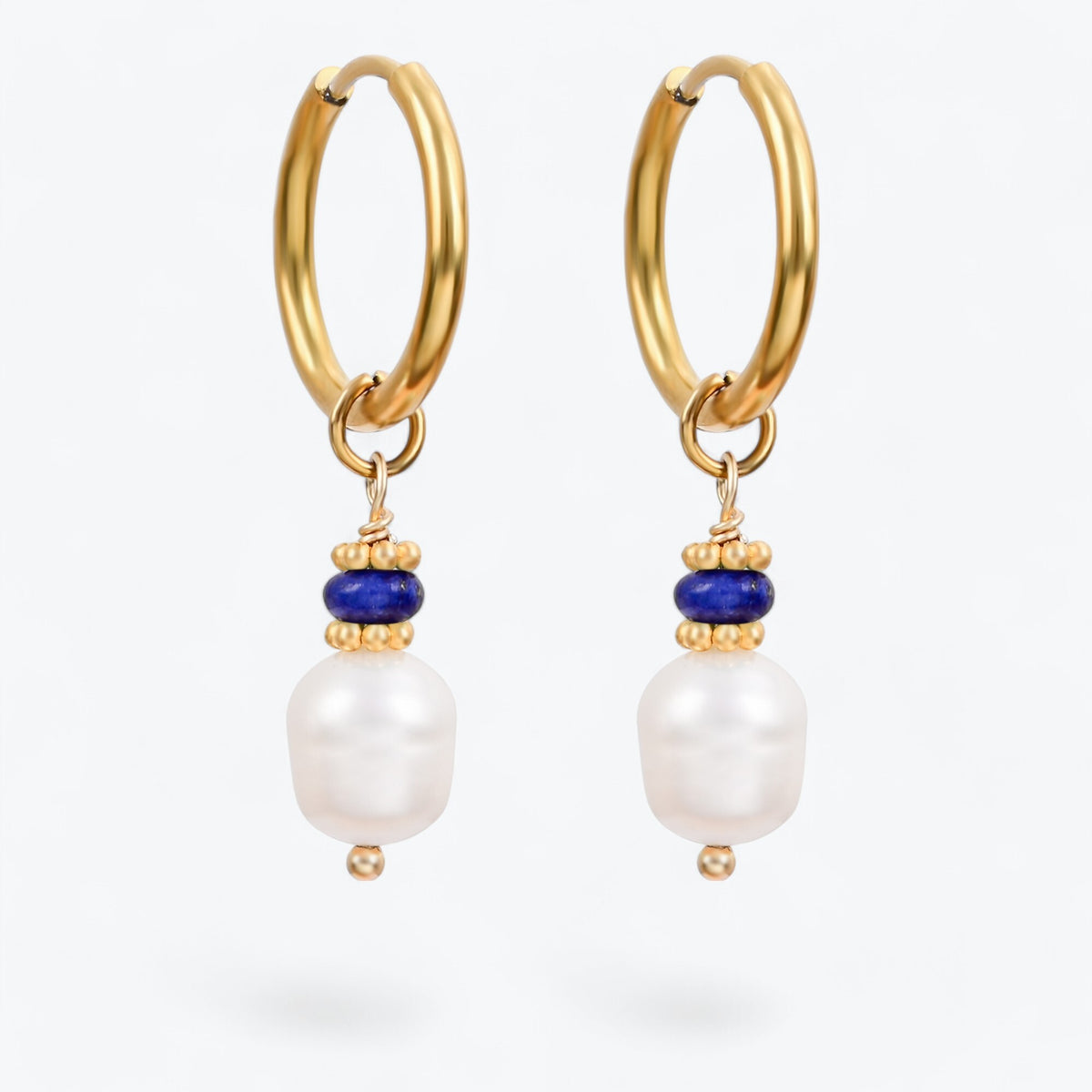 Boucles d'oreilles créoles en perles et agates Golden Grace