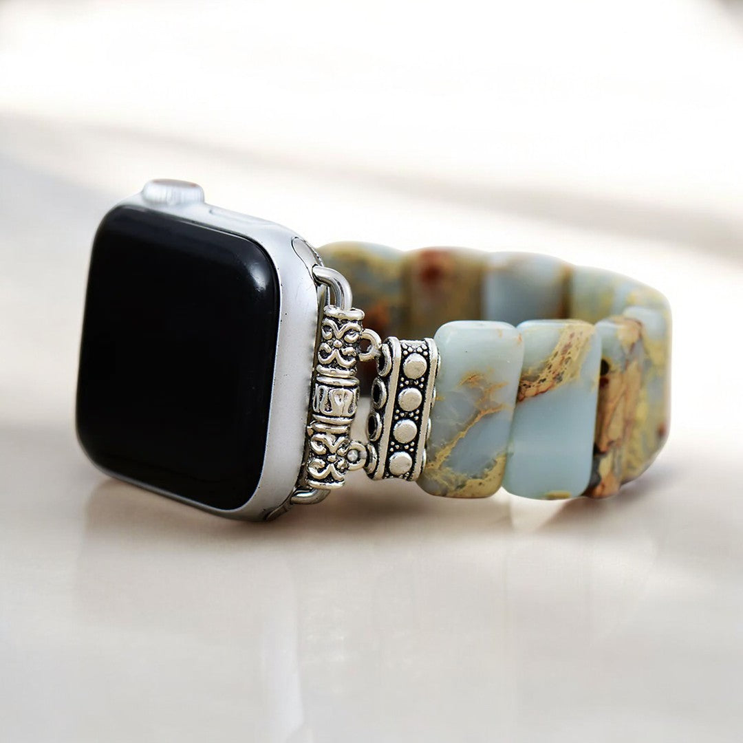 Stretch-Armband Apple Watch mit tibetischem Jaspis aus Erde