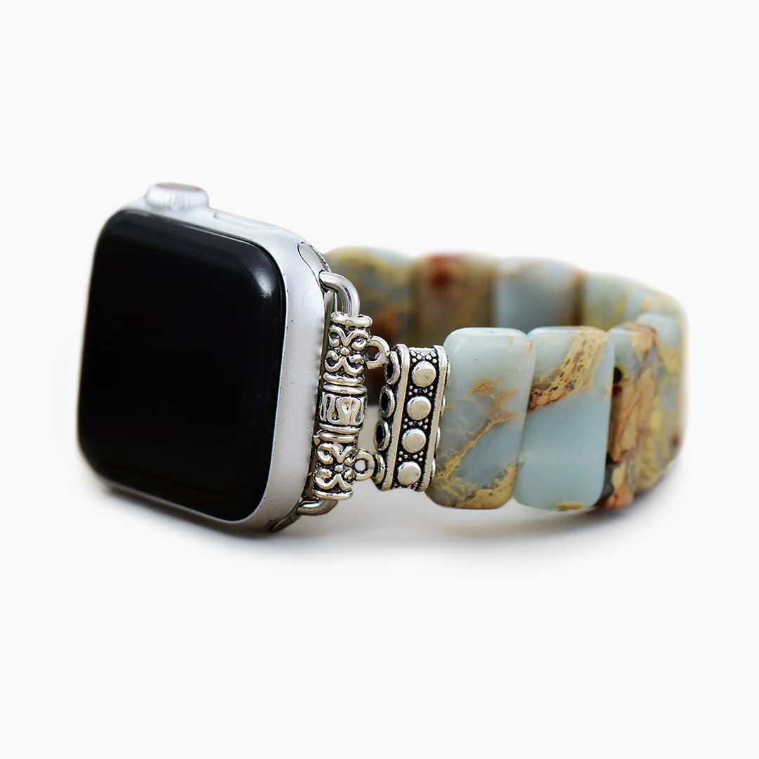 Bracelet Apple Watch extensible en jaspe tibétain terre