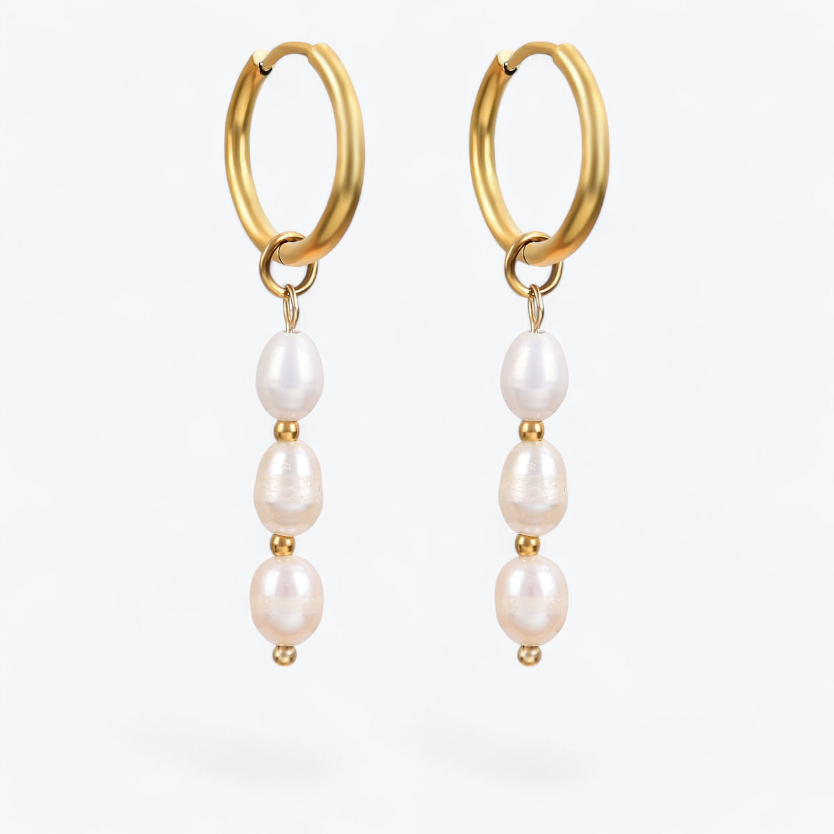 Boucles d'oreilles créoles en perles et agates Golden Grace