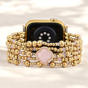 Bracelet extensible Élégance Quartz Rose Enchanté Apple Watch