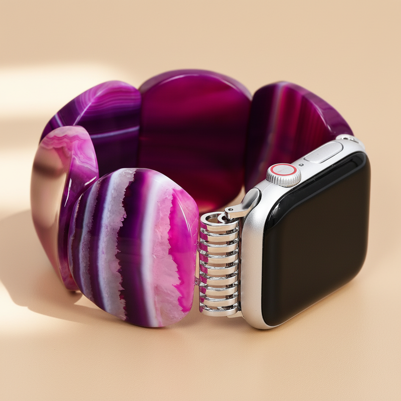 Mystic Pflaume Achat Stretch Apple Watch Armband