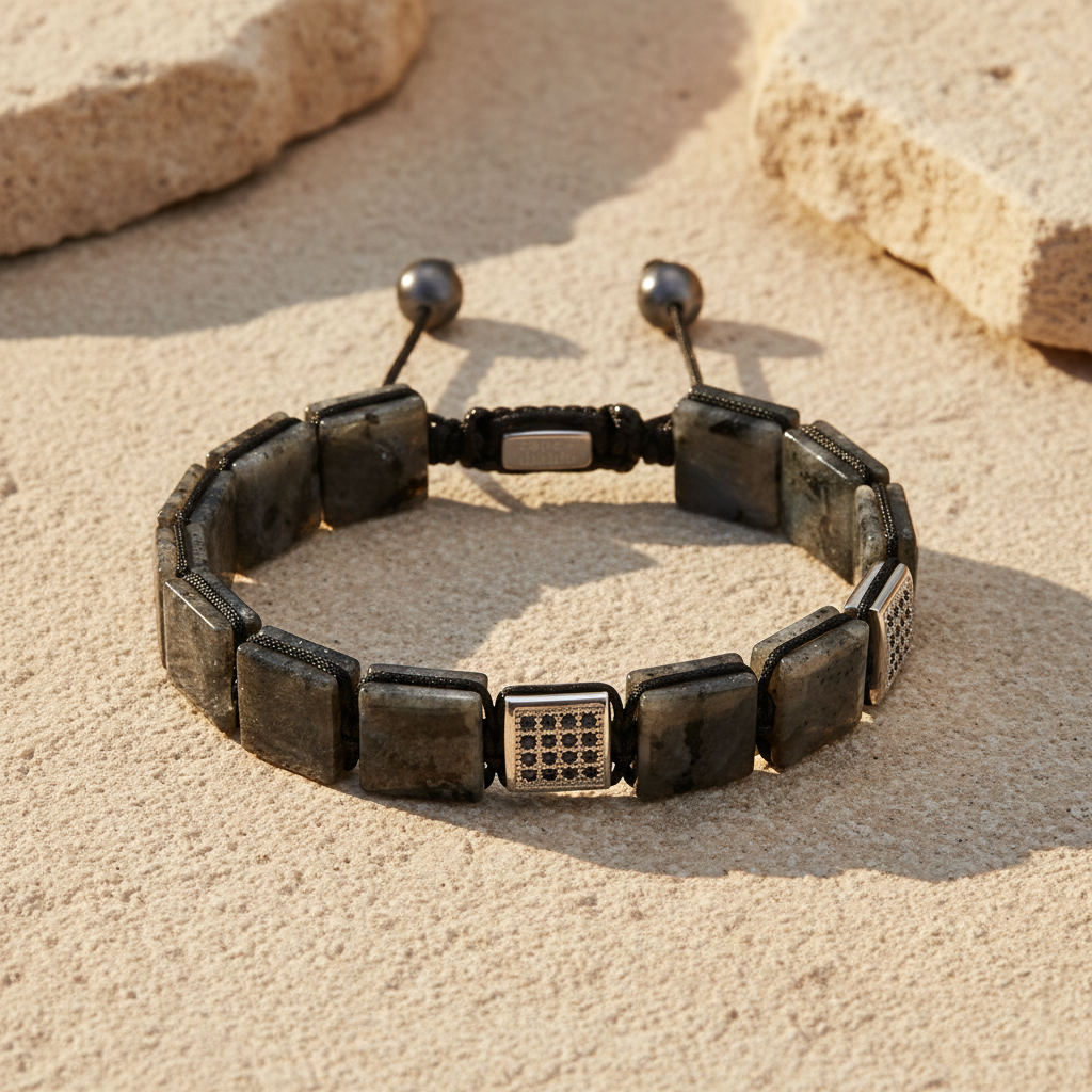 Herren Armband aus schwarzem Labradorit