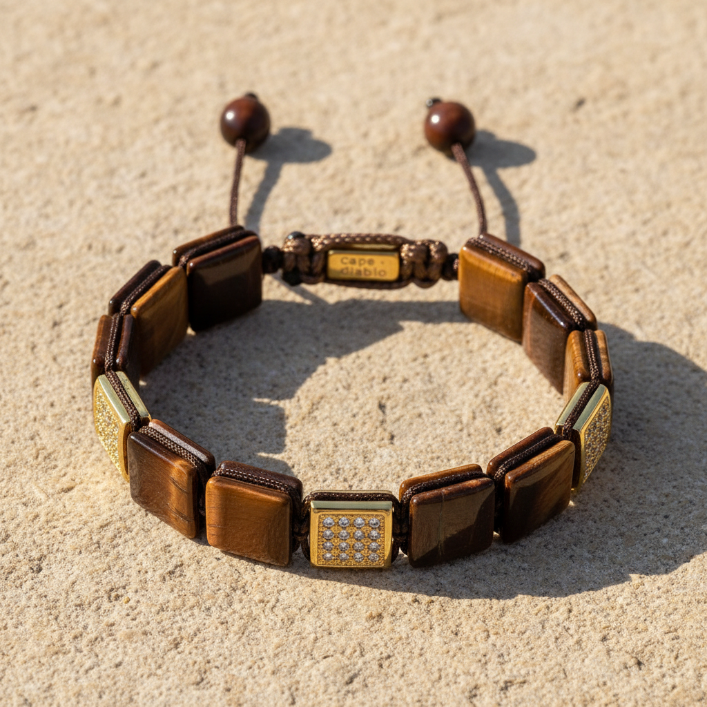 Bracelet pour homme en œil de tigre rouge