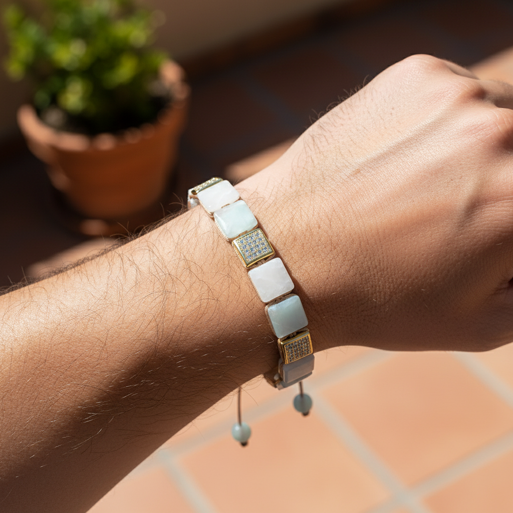 Bracelet pour homme en amazonite