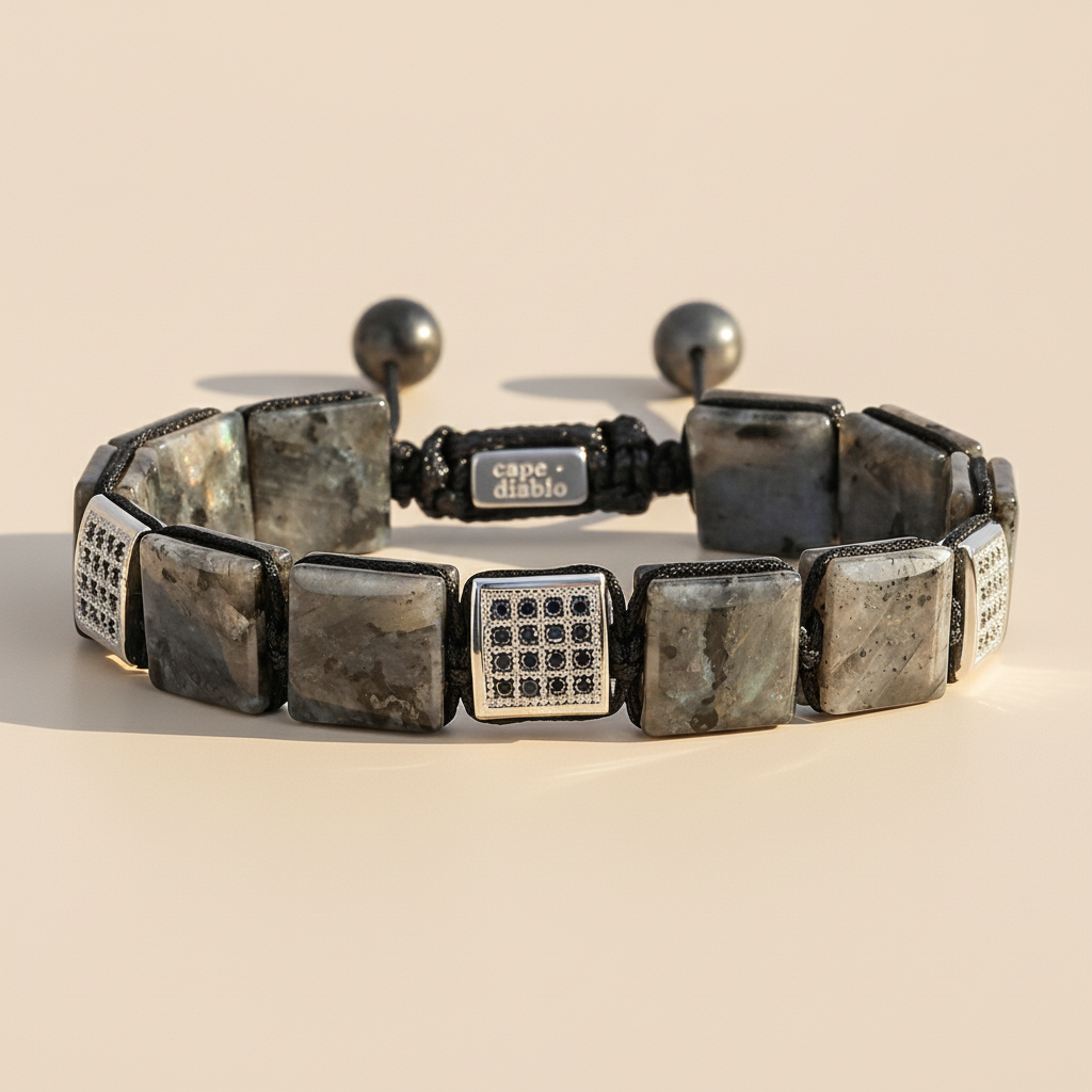 Bracelet pour homme en labradorite noire