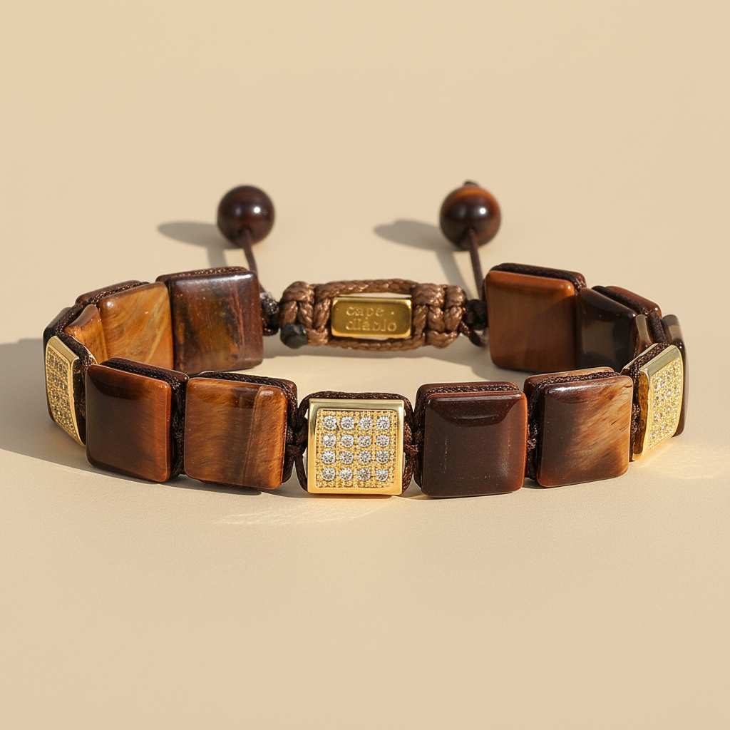 Bracelet pour homme en œil de tigre rouge