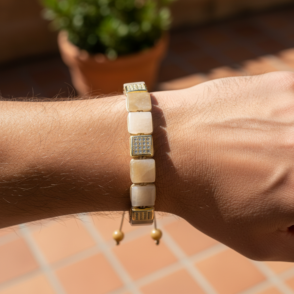 Bracelet en pierre de soleil pour homme