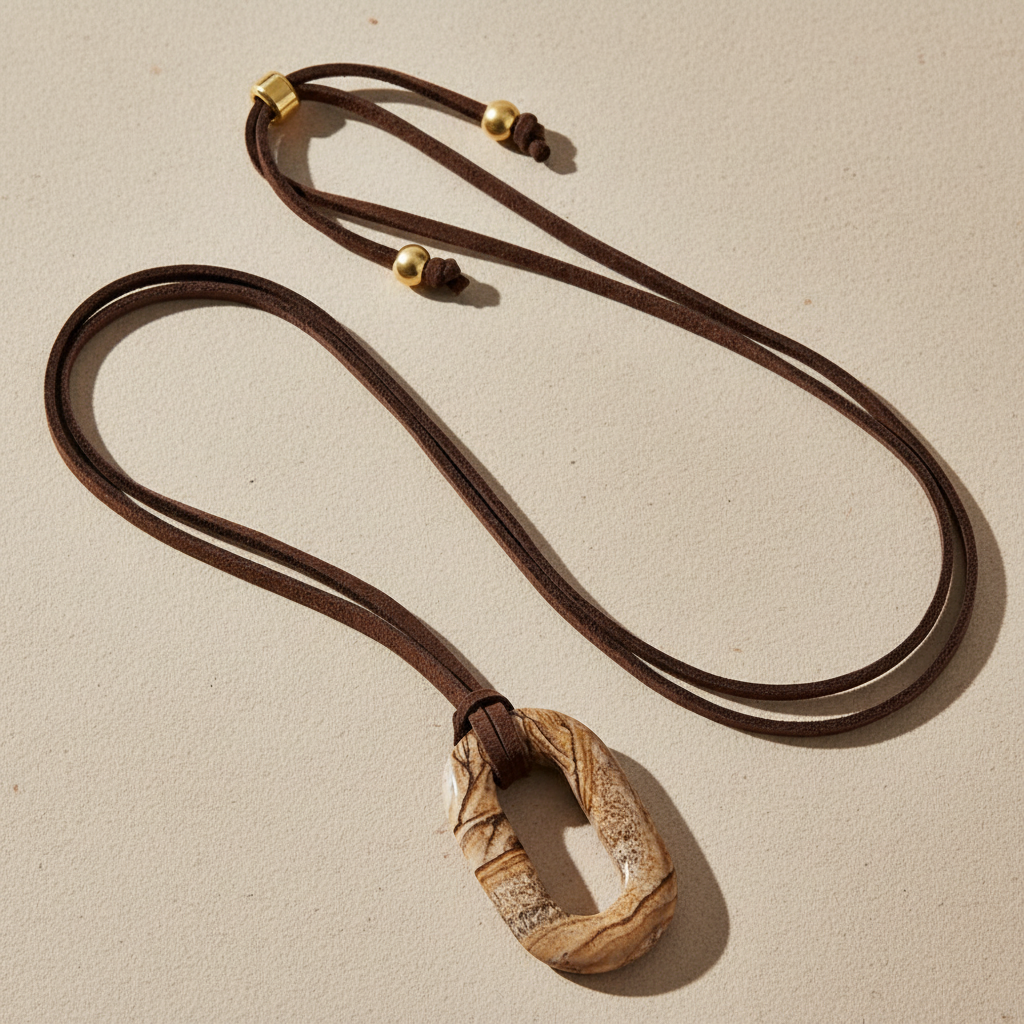 Wildleder Bild Stein Gelassenheit Halskette