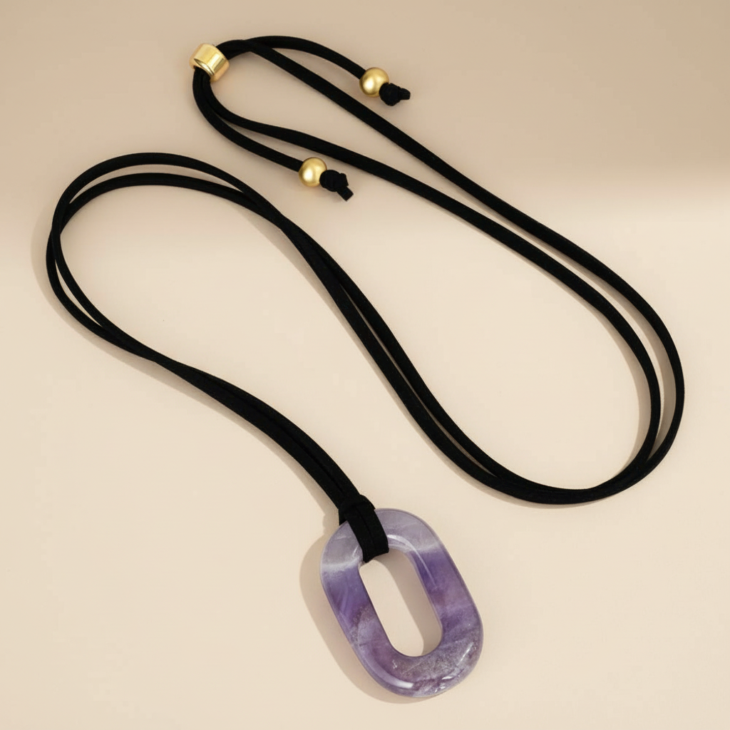 Wildleder Amethyst Gelassenheit Halskette