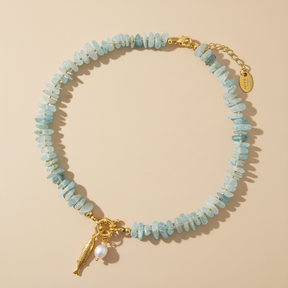 Aquamarijn Parel Bedel Ketting