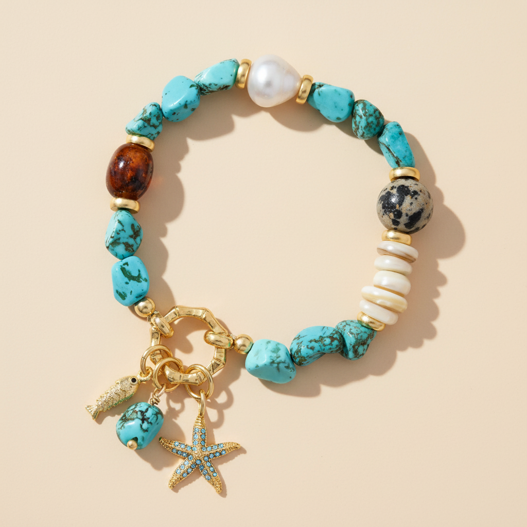 Bracelet charm marée turquoise