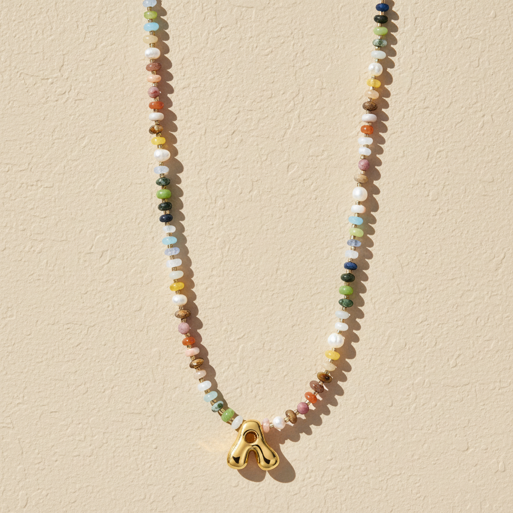 Collier Lettre Bulles Multicolore