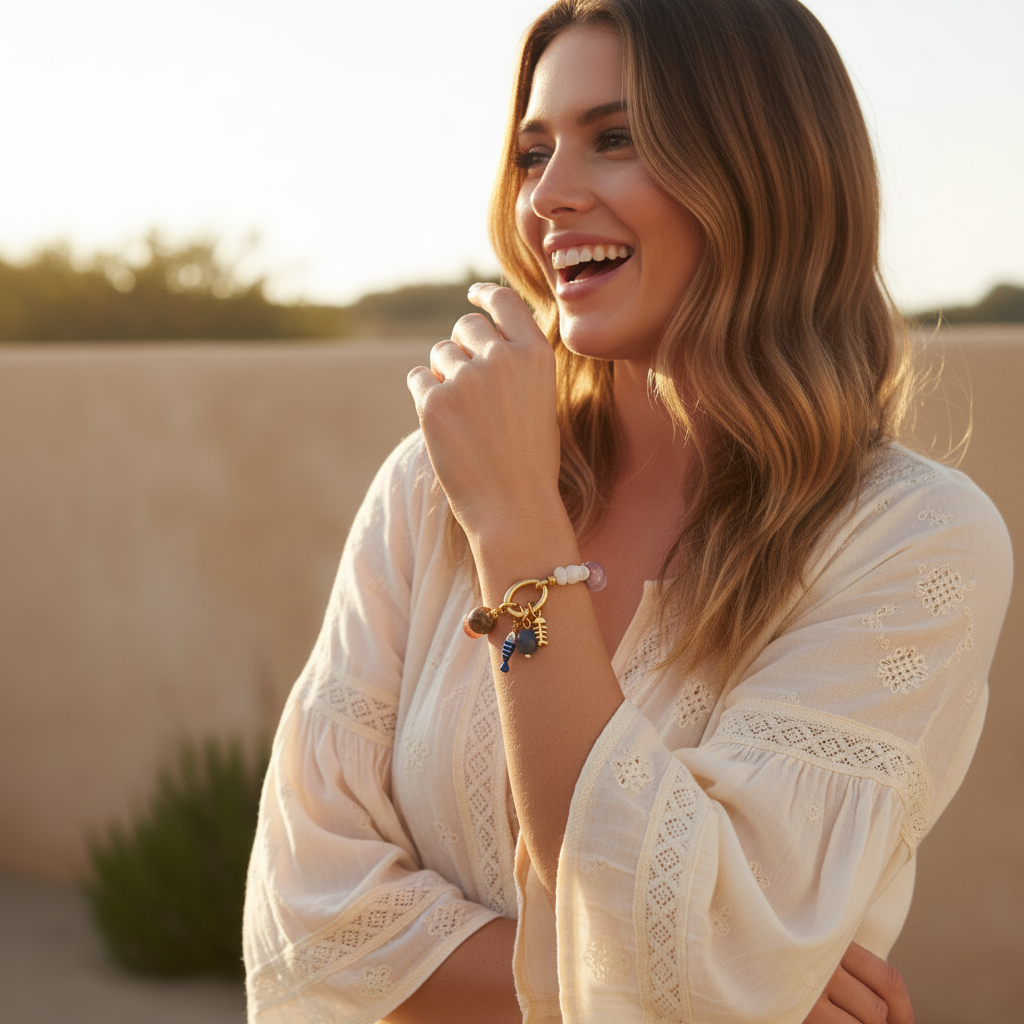 Bracelet charme marée améthyste