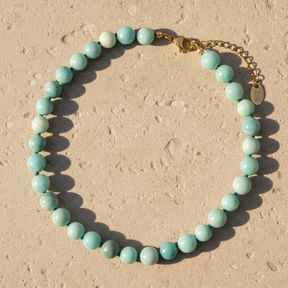 Collier ras de cou en amazonite des Caraïbes