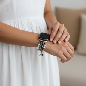 Bracelet extensible perle luxe lunaire pour Apple Watch