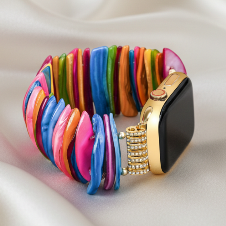 Gouden Dopamine Schil Rekbare Apple Watch Band