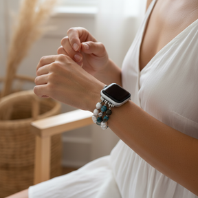 Platin-Schwarz Elastisches Apple Watch Armband