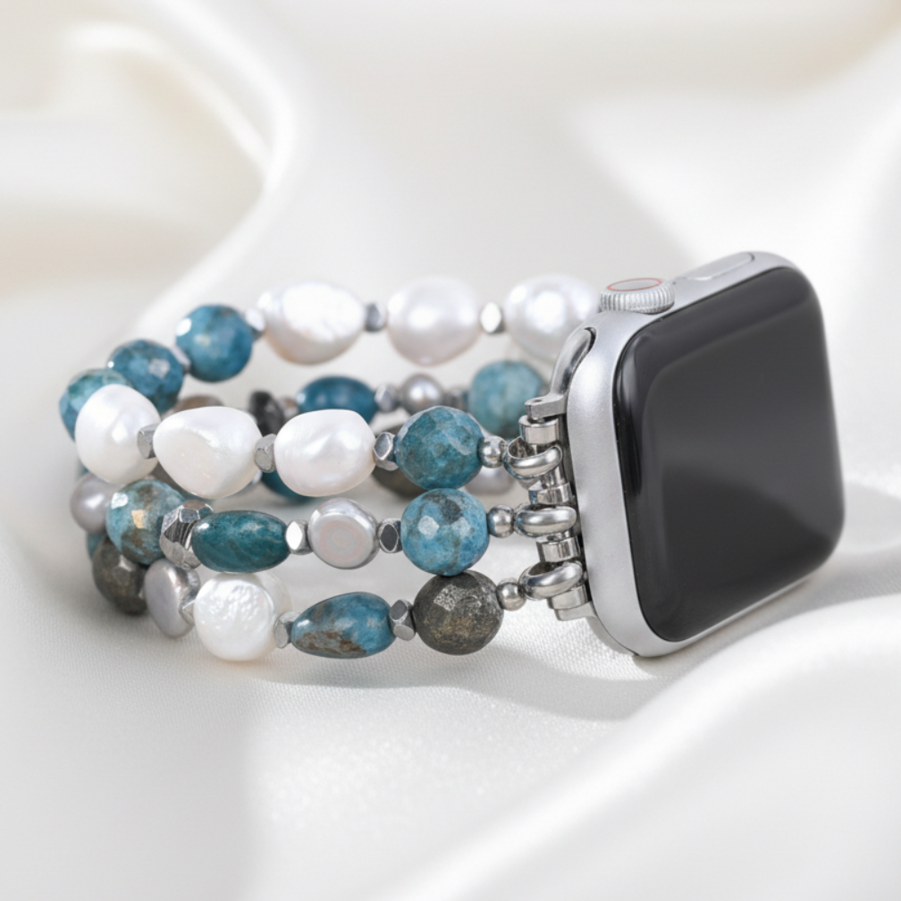 Platin-Schwarz Elastisches Apple Watch Armband