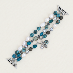 Platina Zwarte Rekbare Apple Watch Band