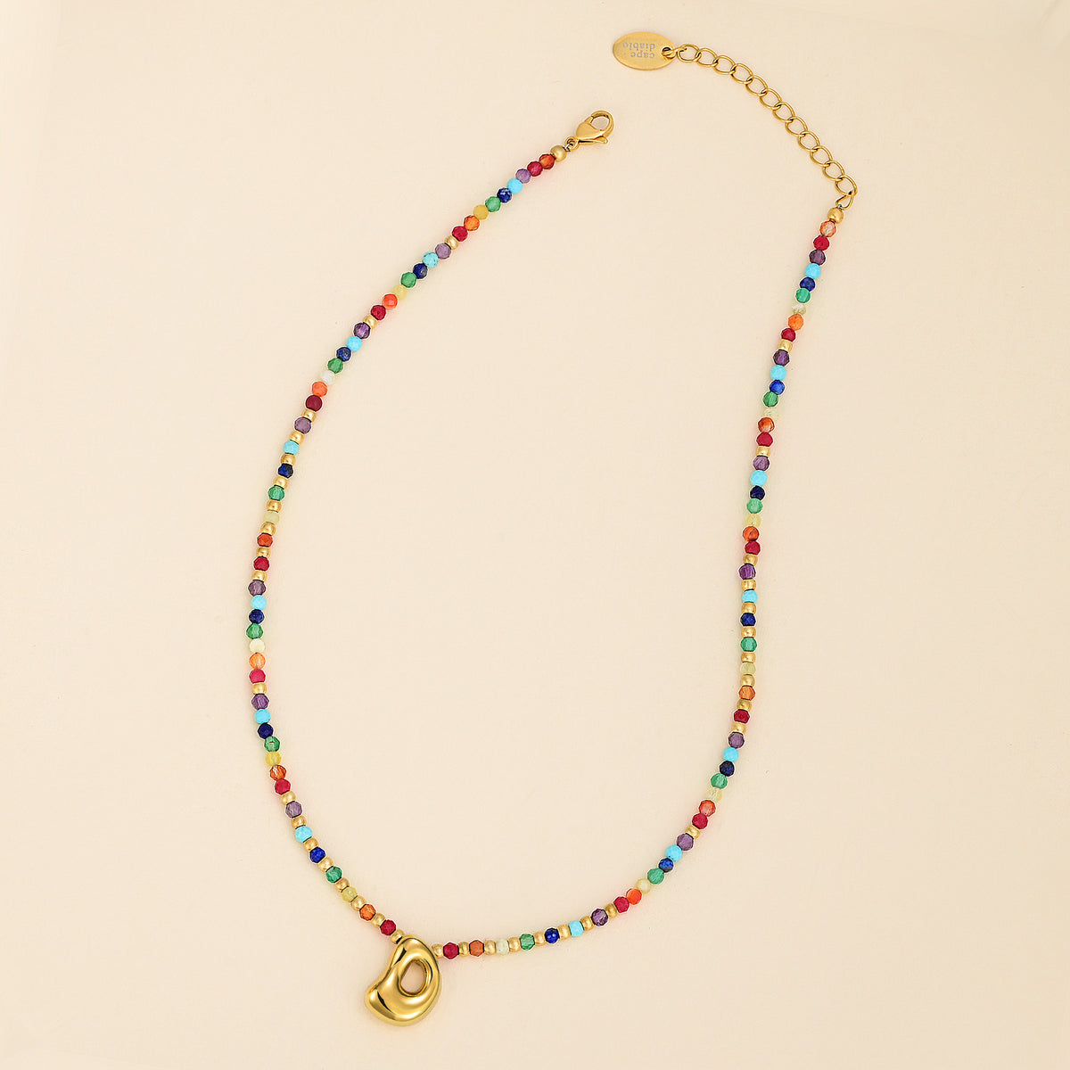 Collier Initial Bulle Arc-en-ciel