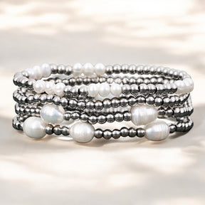 Perlen- und Silberarmband-Set