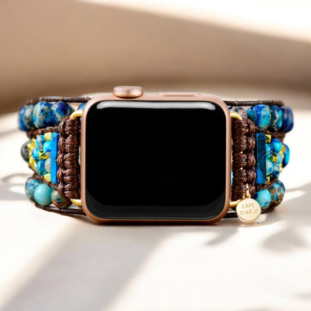 Sierlijke blauwe Jasper Apple Watch -band