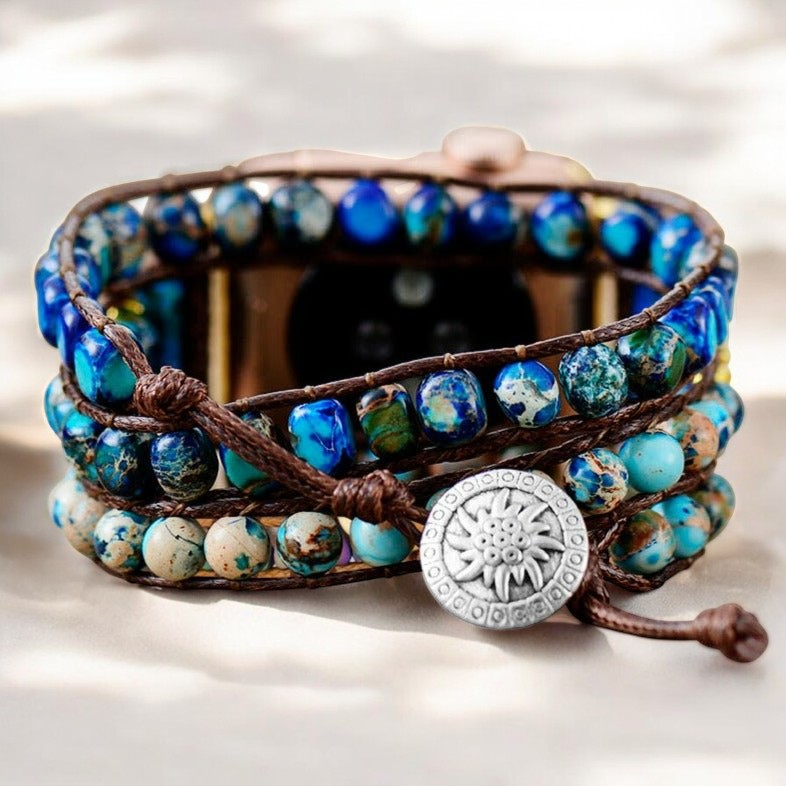 Sierlijke blauwe Jasper Apple Watch -band