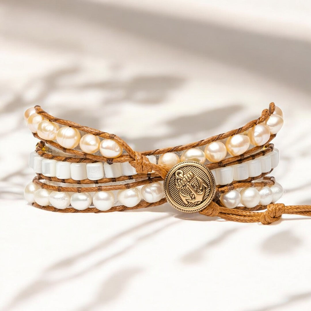 Bracelet Apple Watch en perles d'eau douce élégantes