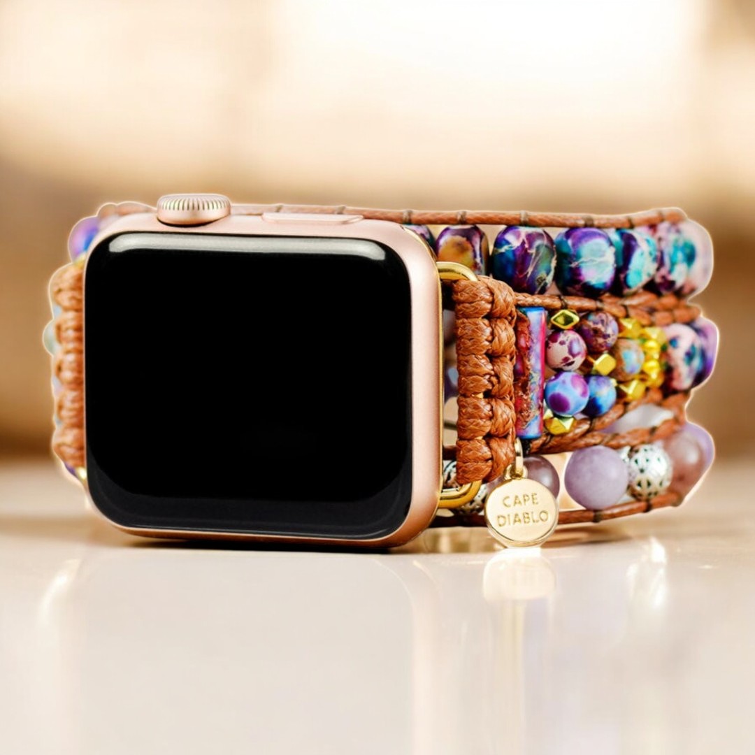 Bracelet Apple Watch gracieux en jaspe violet