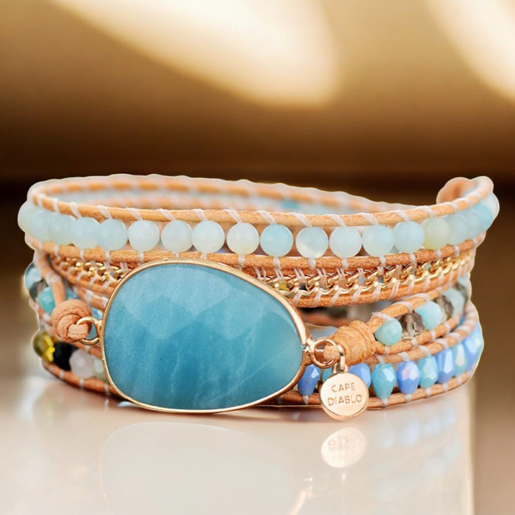 Bracelet enveloppant de protection en amazonite guérissante