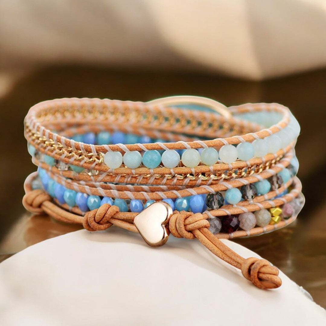 Bracelet enveloppant de protection en amazonite guérissante