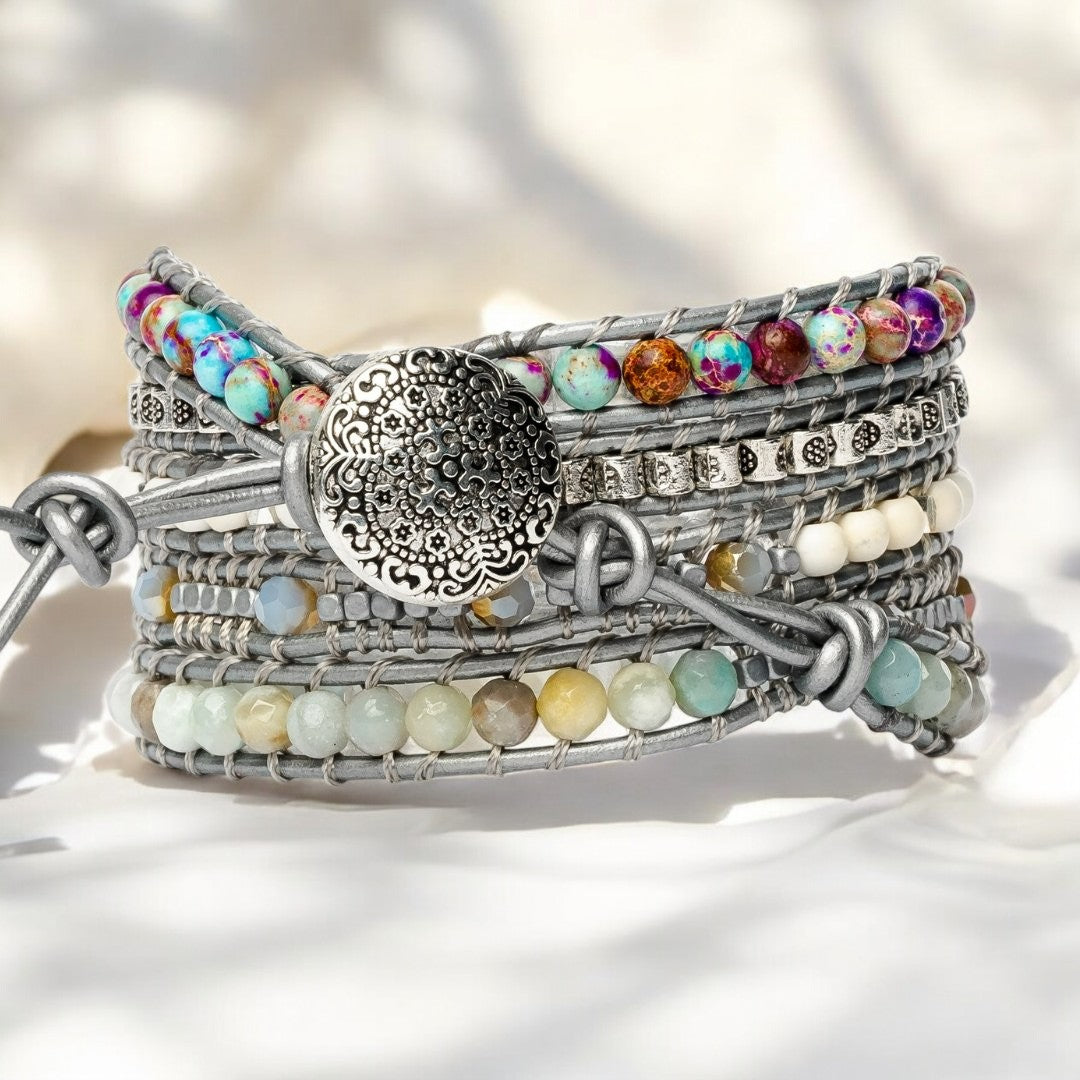 Bracelet enveloppant de protection en turquoise guérissante