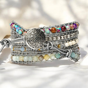 Bracelet enveloppant de protection en turquoise guérissante