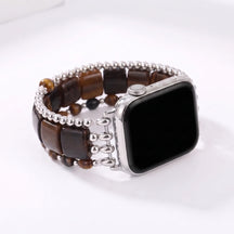 Apple-Watch-Armband „Midnight Bloom Tourmaline Stretch“ in Silber