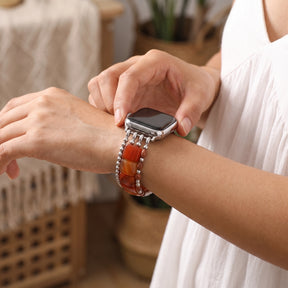 Violet Hour-amethistkleurig rekbaar Apple Watch-bandje, zilver