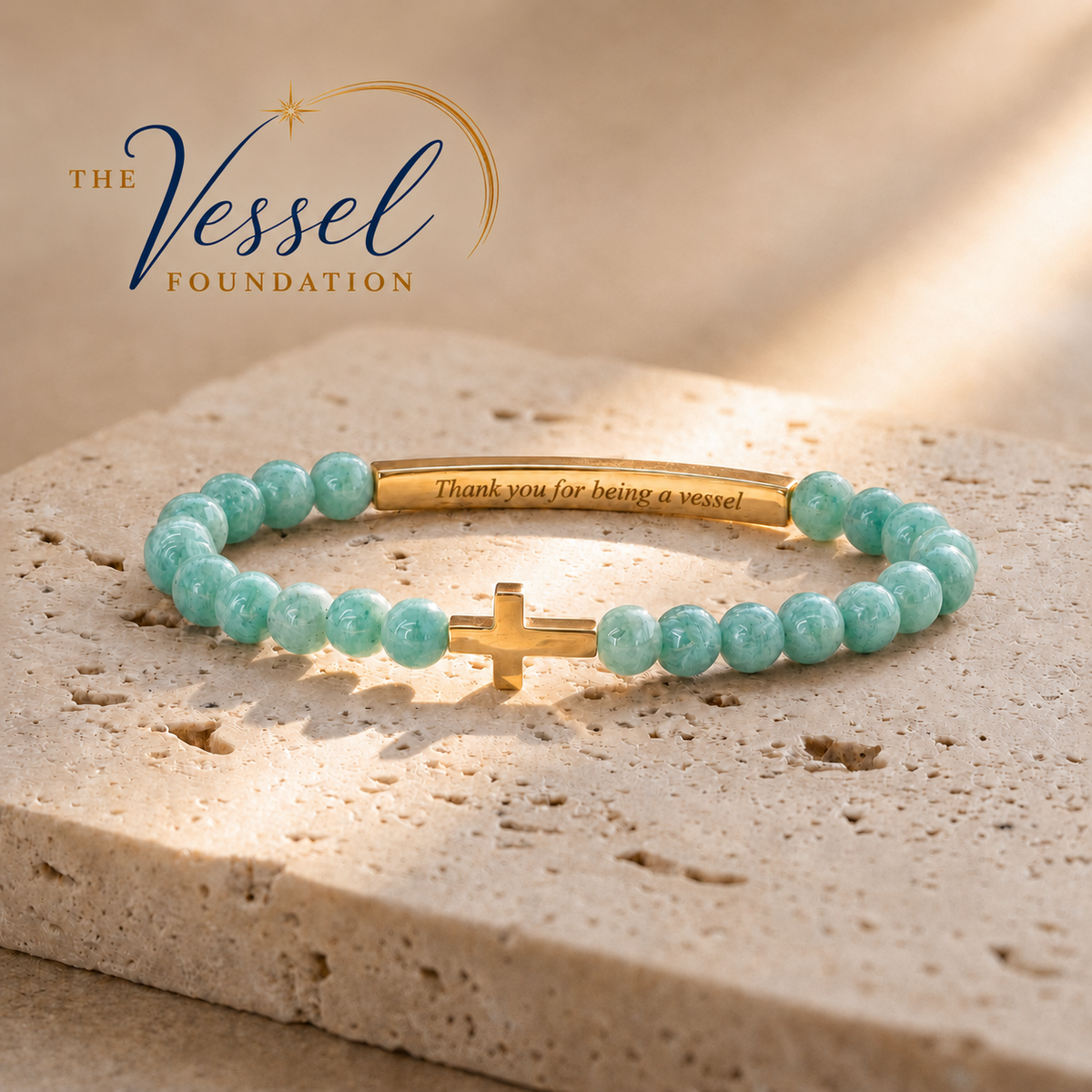 De armband “Bedankt dat je een Vessel bent” van The Vessel Foundation