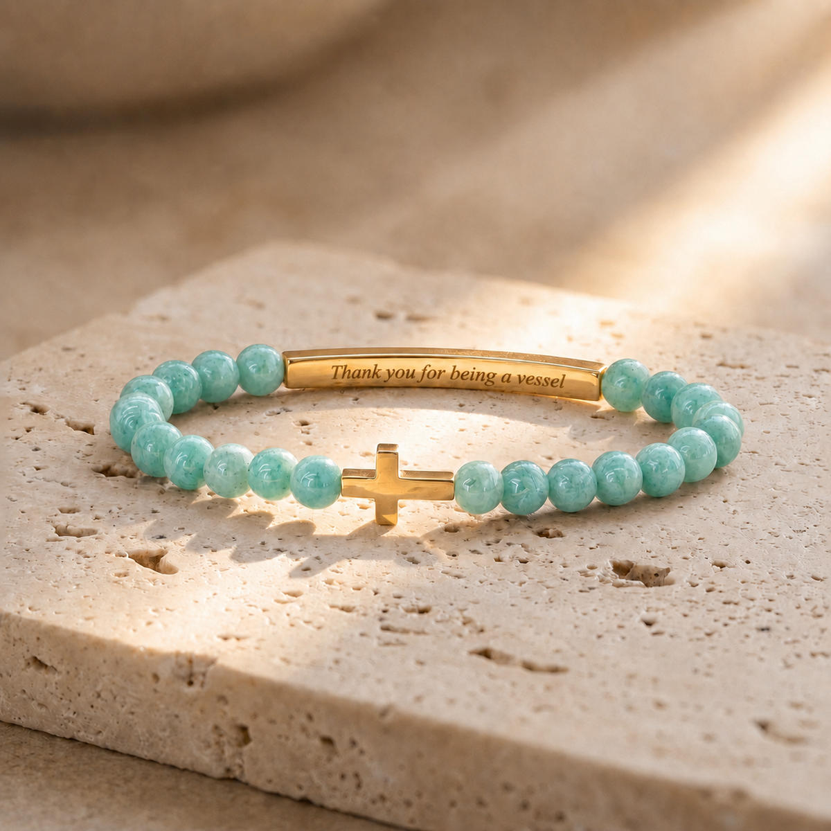 De armband “Bedankt dat je een Vessel bent” van The Vessel Foundation