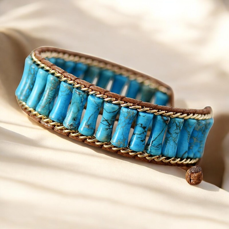 Bracelet énergétique magique en jaspe turquoise