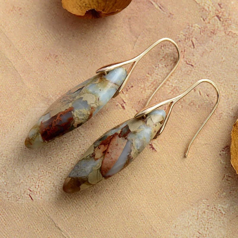 Terra Hues Leaves Jasper Earrings