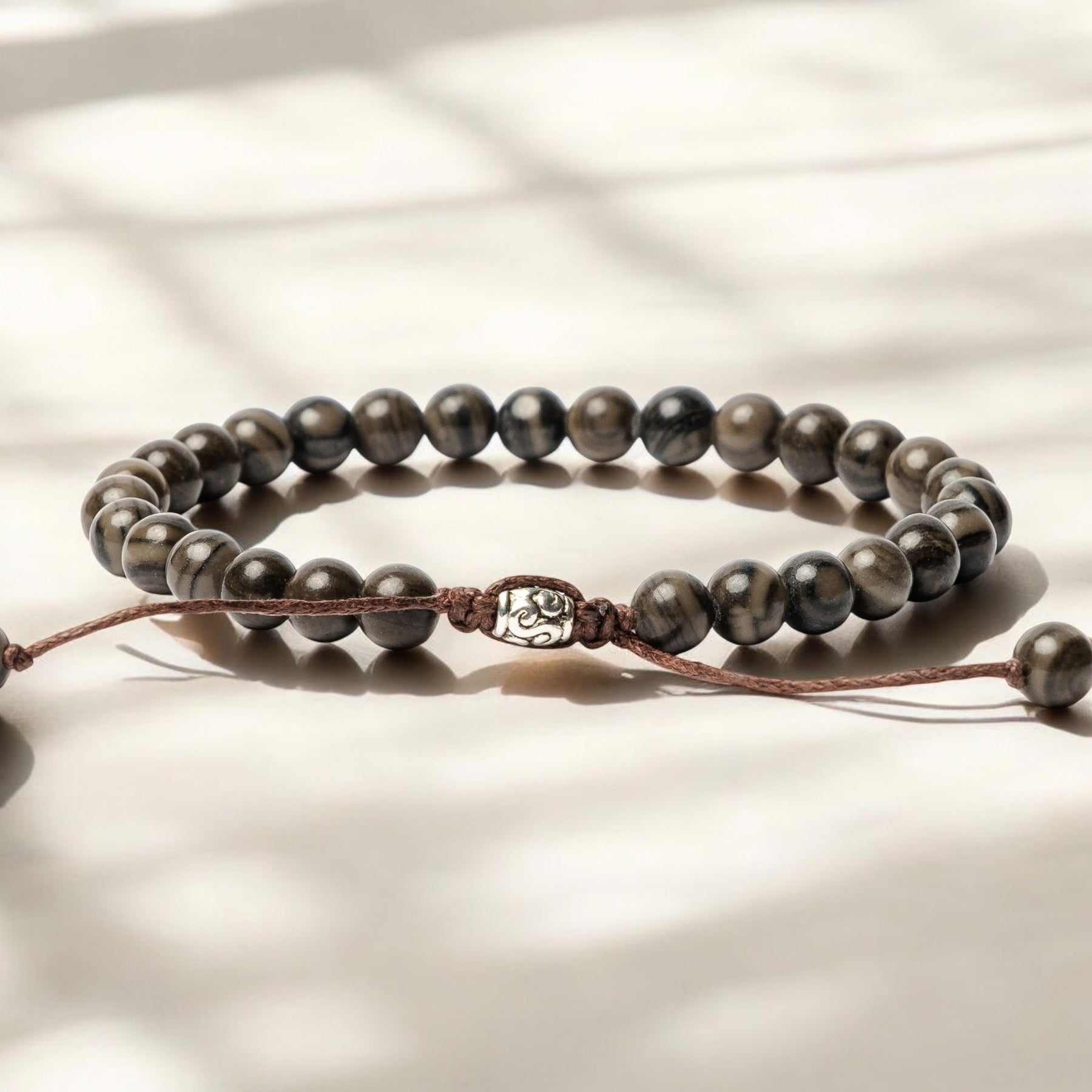 Bracelet en jaspe noir pour homme